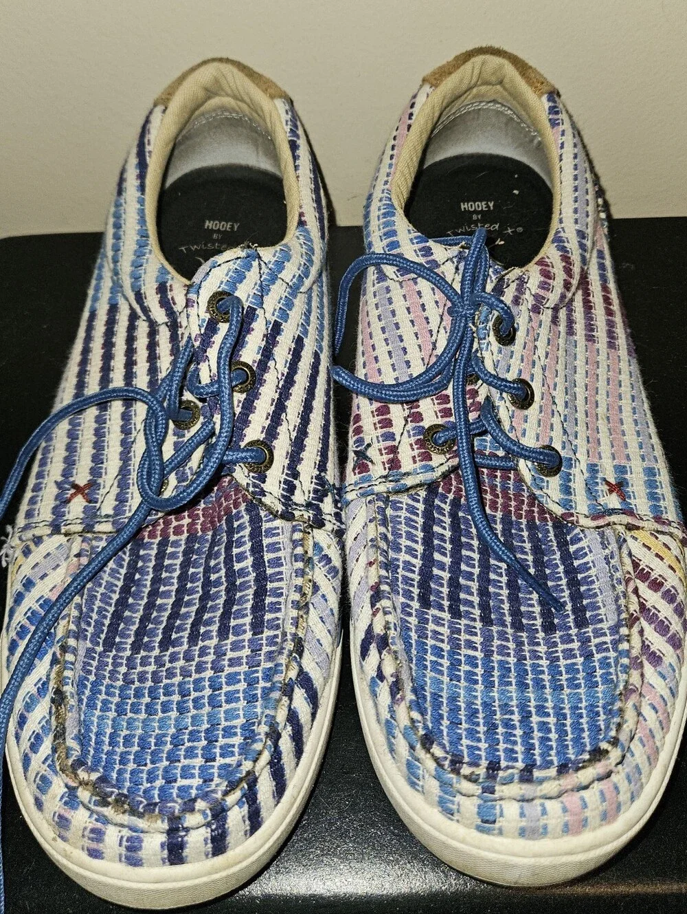 Hooey By Twisted X Blue Multicolor Striped Boat Shoes